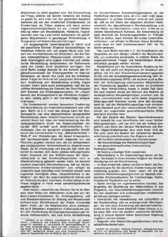 Vorschauseite 2: Ziele der Weiterbildung in der Krankenpflege - Entwicklung in Berlin