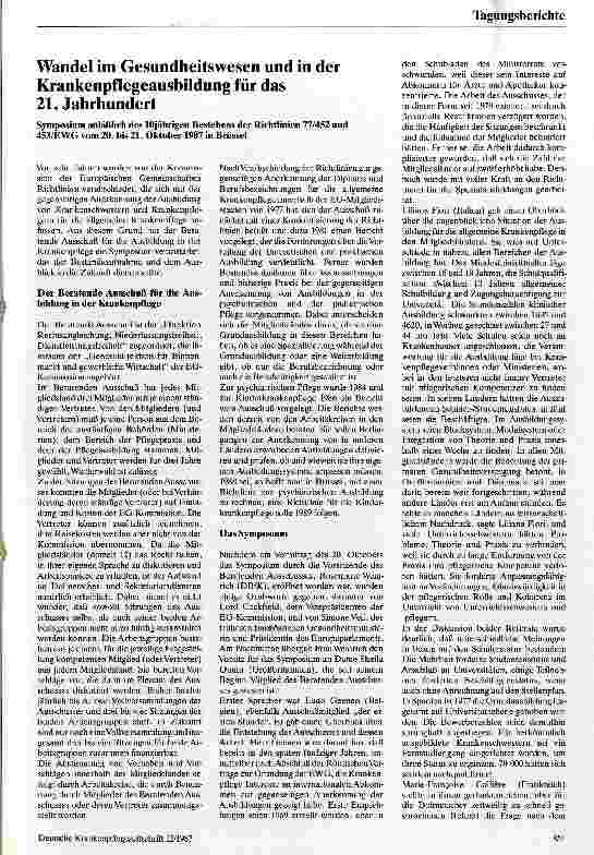 Vorschauseite 1: Wandel im Gesundheitswesen und in der Krankenpflegeausbildung für das 21. Jahrhundert.