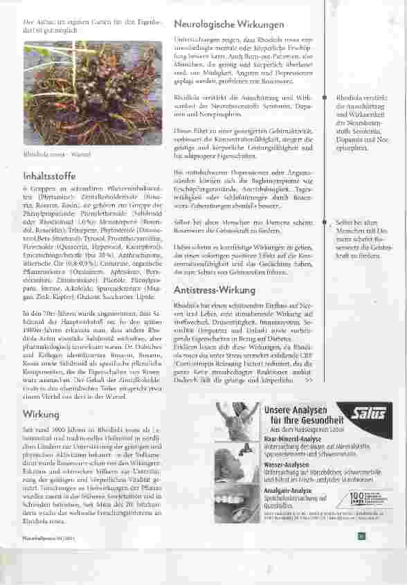 Vorschauseite 3: Rhodiola rosea als Adaptogen