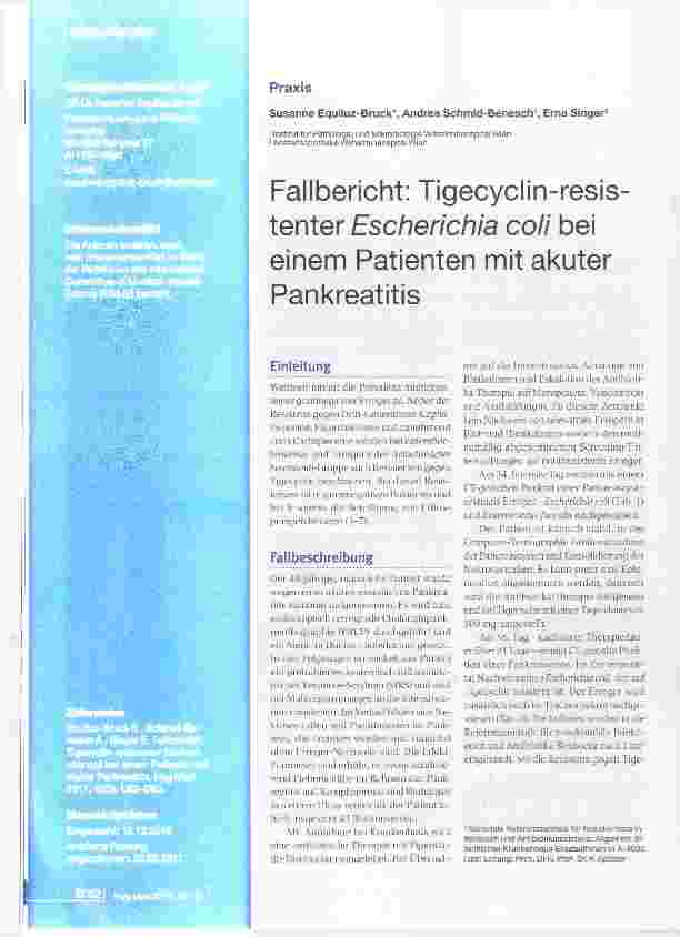 Vorschauseite 1: Fallbericht: Tigecyclinresis tenter Escherichia coii bei einem Patienten mit akuter Pankreatitis