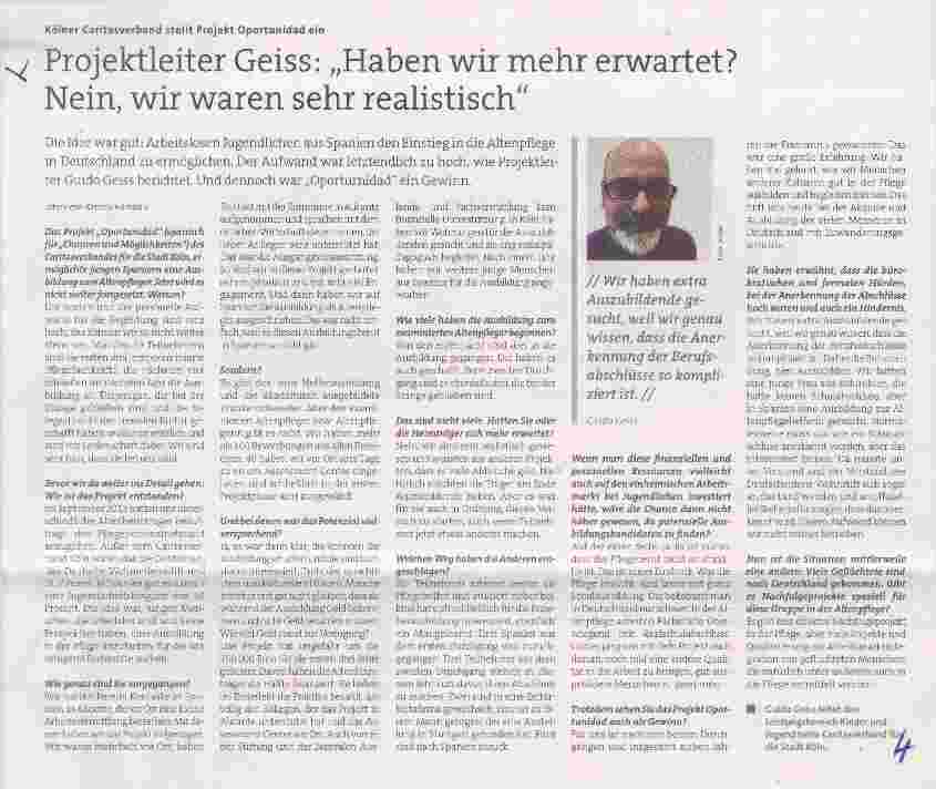 Vorschauseite 1: Projektleiter Geiss: „Haben wir mehr erwartet? Nein, wir waren sehr realistisch“