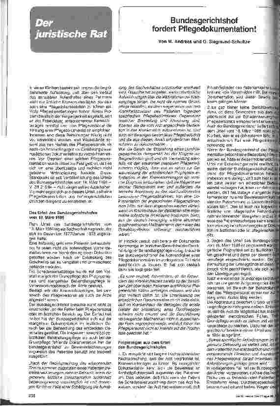 Vorschauseite 1: Bundesgerichtshof fordert Pflegedokumentation