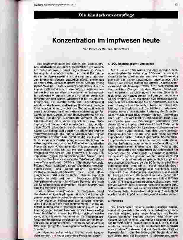 Vorschauseite 1: Konzentration im Impfwesen heute