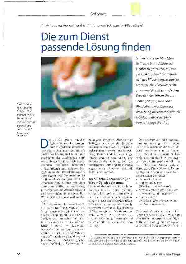 Vorschauseite 1: Die zum Dienst passende Lösung finden