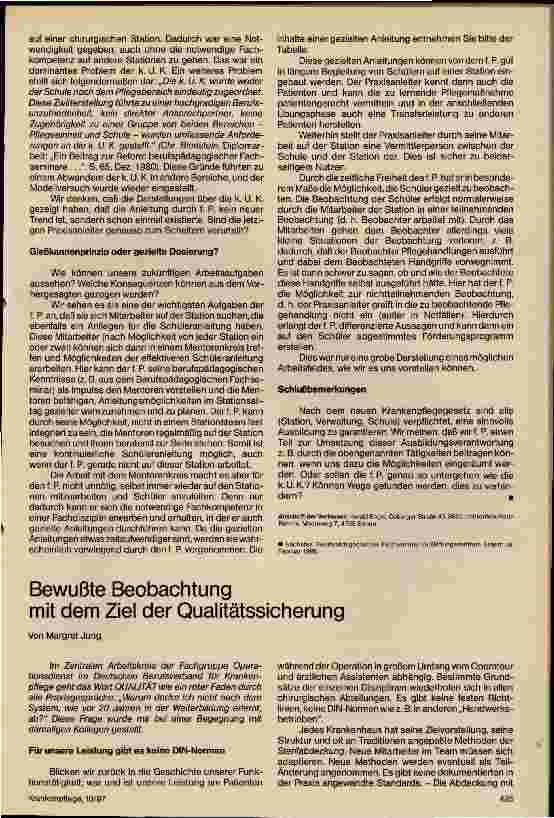 Vorschauseite 1: Bewußte Beobachtung mit dem Ziel der Qualitätssicherung
