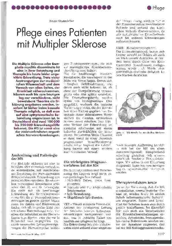 Vorschauseite 1: Pflege eines Patienten mit Multipler Sklerose