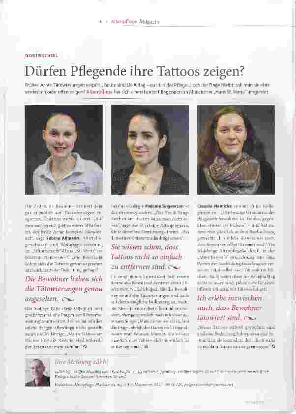 Vorschauseite 1: Dürfen Pflegende ihre Tattoos zeigen?