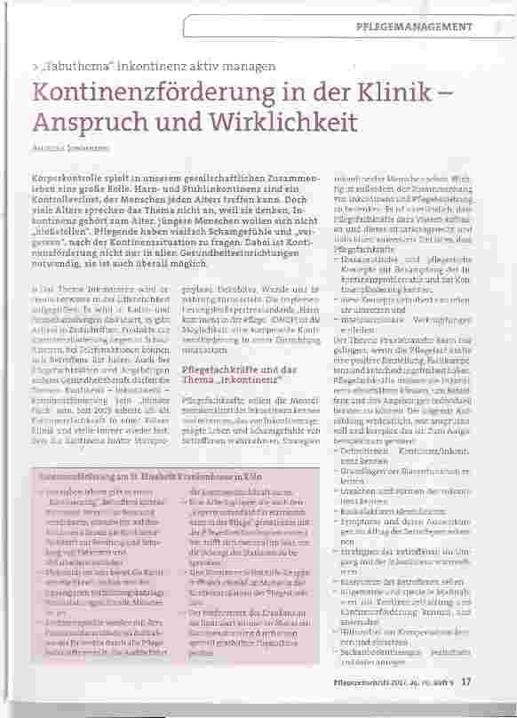 Vorschauseite 1: Kontinenzförderung in der Klinik Anspruch und Wirklichkeit