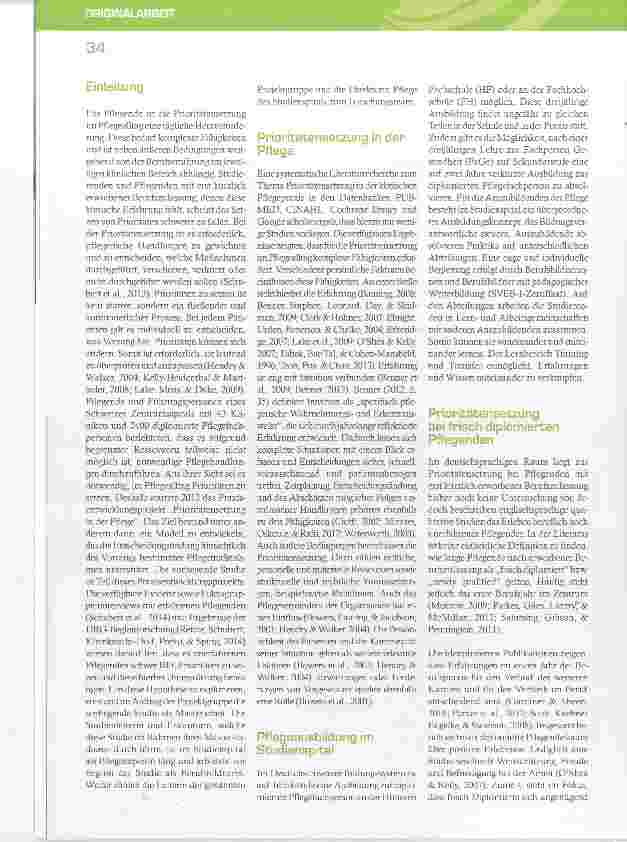 Vorschauseite 2: „Was mache ich als Erstes?“ Prioritätensetzung im Pflegealltag aus derSicht kürzlich diplomierter Pflegender eine qualitative Studie