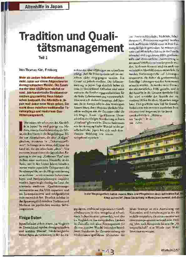 Vorschauseite 1: Tradition und Qualitätsmanagement Teil 1