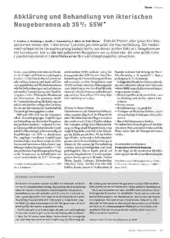 Vorschauseite 1: Abklärung und Behandlung von ikterischen Neugeborenen ab 35 SSW*