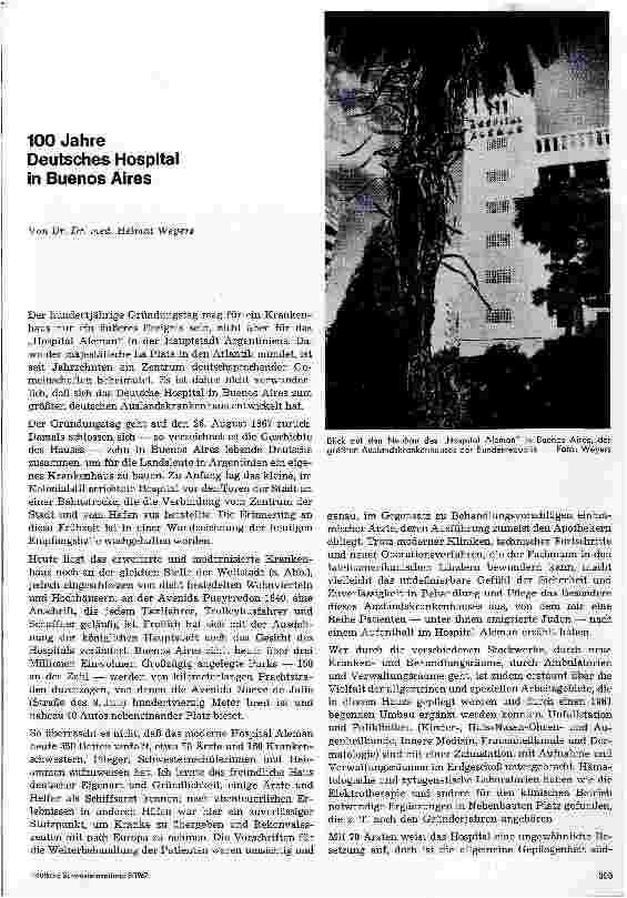 Vorschauseite 1: 100 Jahre Deutsches Hospital in Buenos Aires