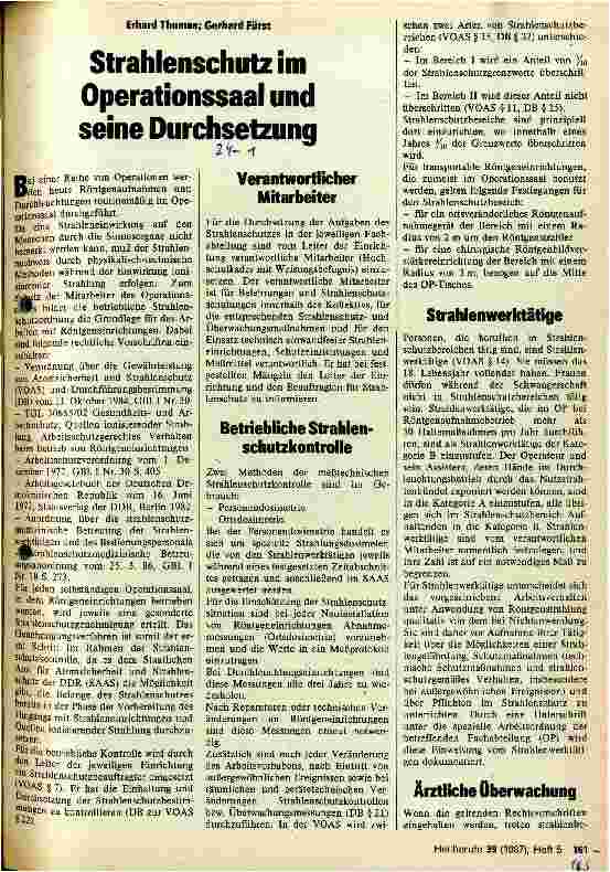 Vorschauseite 1: Strahlenschutz im Operationssaal und seine Durchsetzung