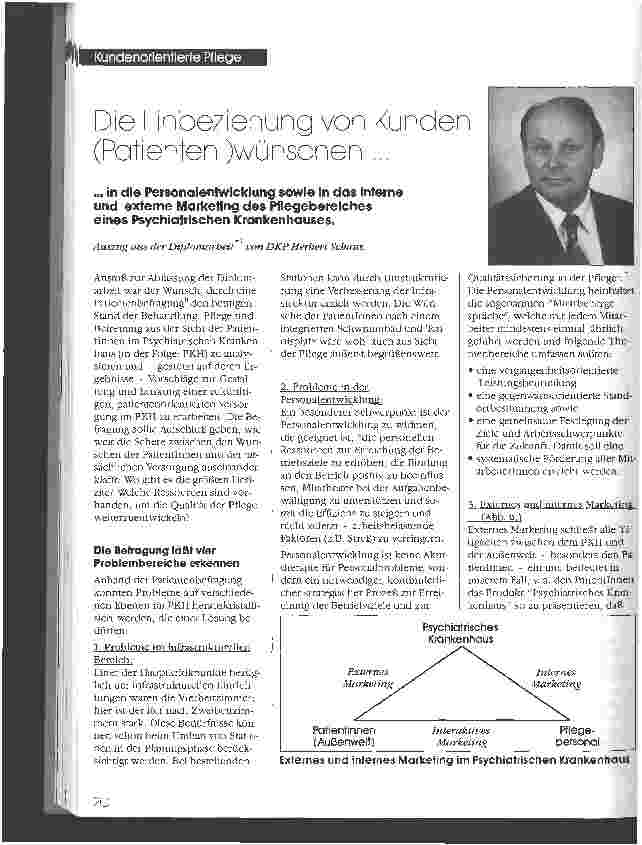 Vorschauseite 1: Die Einbeziehung von Kunden (Patienten-)wünschen ... ... in die Personalentwicklung sowie in das interne und externe Marketing des Pflegebereiches eines Psychiatrischen Krankenhau…