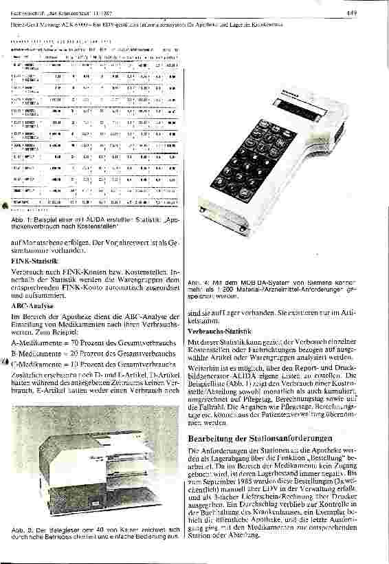 Vorschauseite 2: ALK 6 000 - Ein EDV-gestütztes Informationssystem für Apotheke und Lager im Krankenhaus