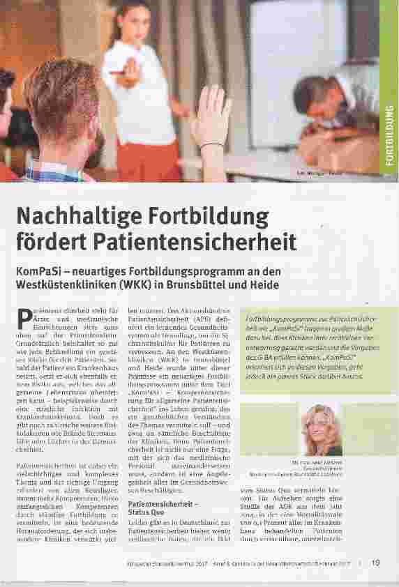 Vorschauseite 1: Nachhaltige Fortbildung fördert Patientensicherheit