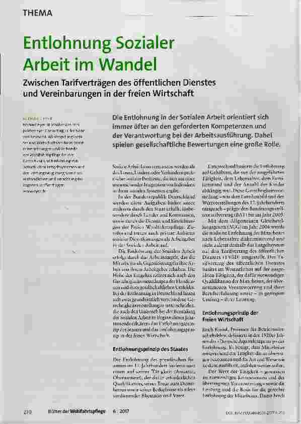 Vorschauseite 1: Entlohnung Sozialer Arbeit im Wandel
