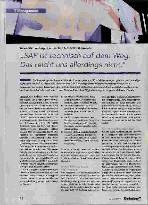Vorschauseite 1: „SAP ist technisch auf dem Weg Das reicht uns allerdings nicht.