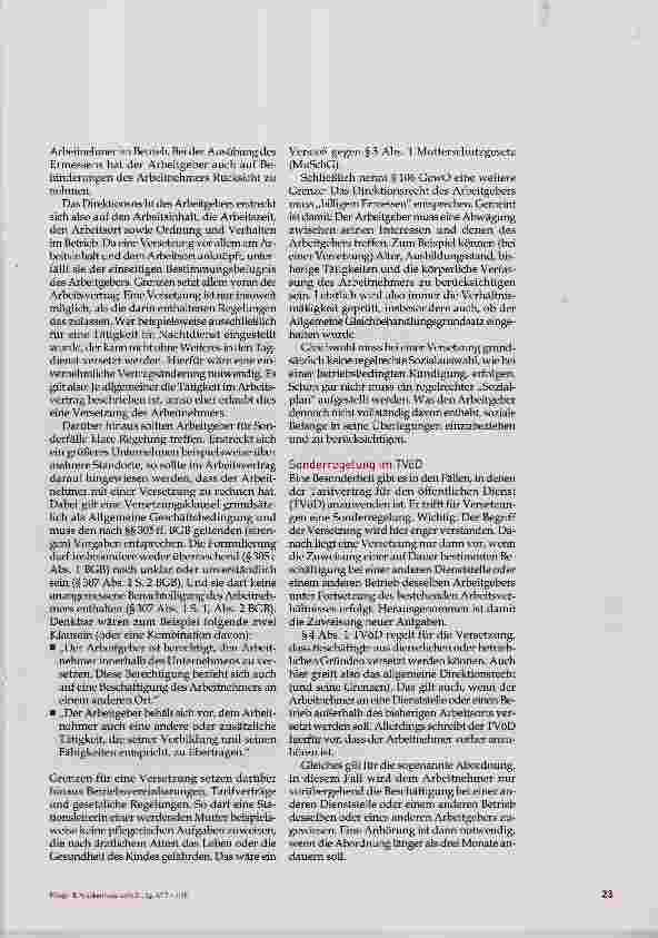Vorschauseite 2: Die Versetzung von Mitarbeitern Freiräume und Grenzen