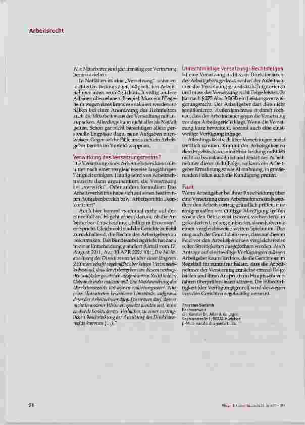 Vorschauseite 5: Die Versetzung von Mitarbeitern Freiräume und Grenzen