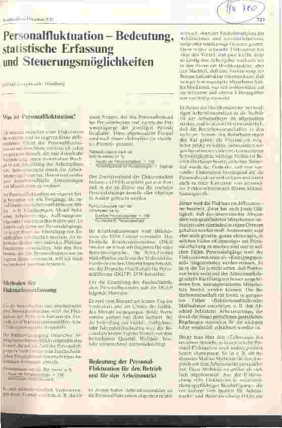 Vorschauseite 1: Personalfluktuation-Bedeutung, statistische Erfassung und Steuerungsmöglichkeiten