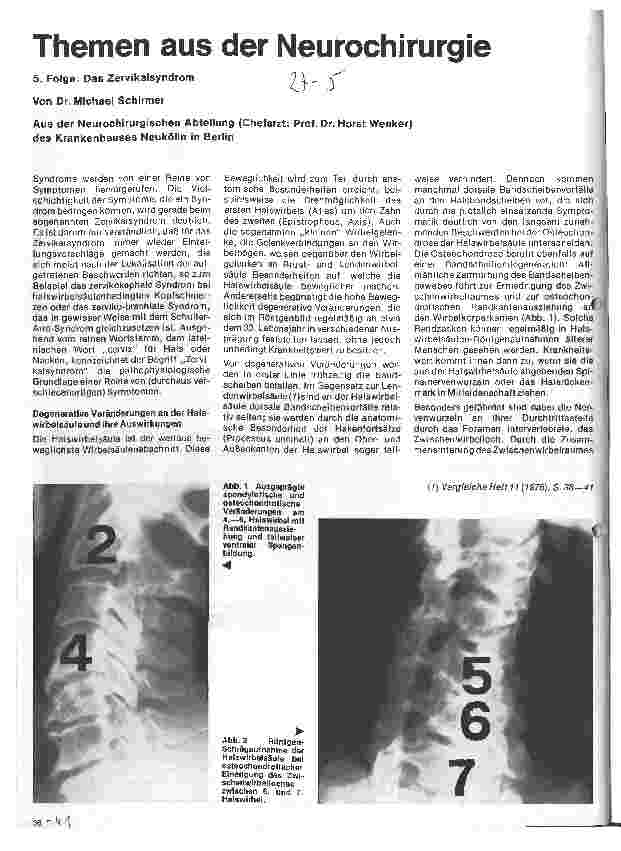 Vorschauseite 1: Themen aus der Neurochirurgie 5. folge: Das Zervikalsyndrom