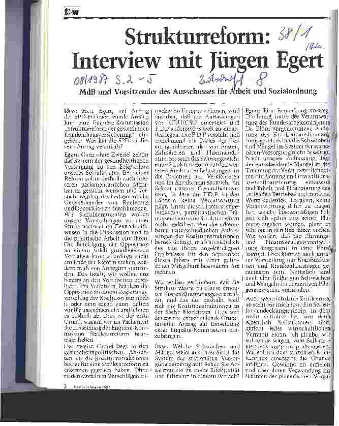 Vorschauseite 1: Strukturreform: Interview mit Jürgen Egert
