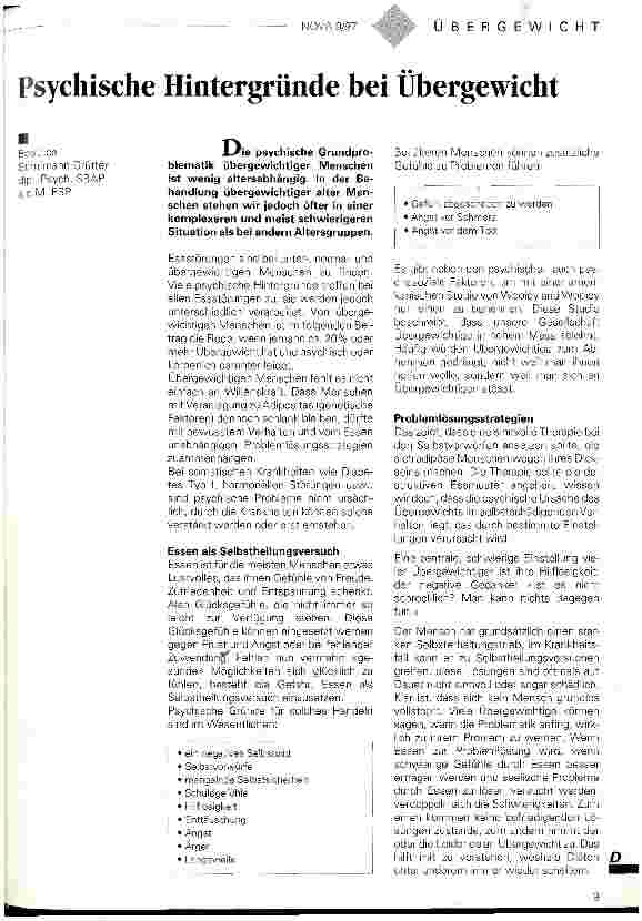 Vorschauseite 1: Psychische Hintergründe bei Übergewicht