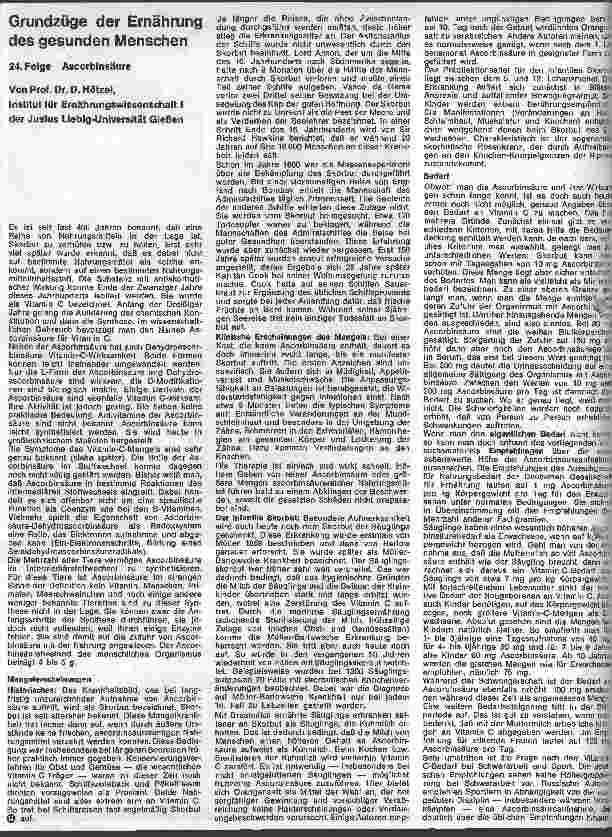 Vorschauseite 1: Grundzüge der Ernährung des gesunden Menschen 24. Folge: Ascorbinsäure