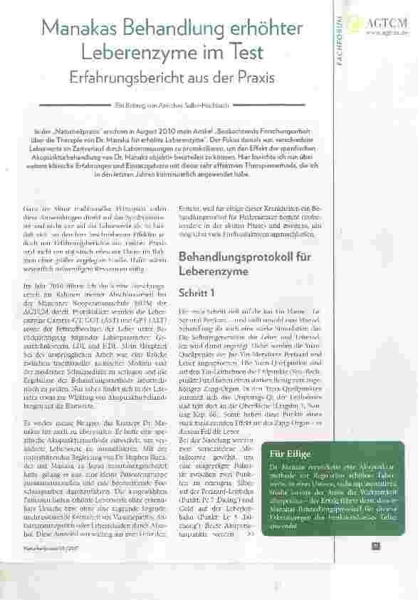 Vorschauseite 1: Manakas Behandlung erhöhter Leberenzyme im Test Erfahrungsbericht aus der Praxis