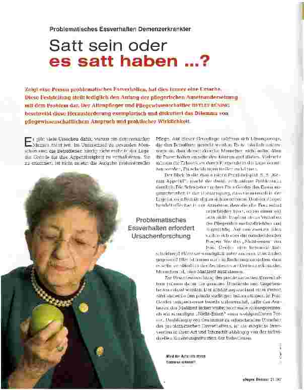 Vorschauseite 1: Satt sein oder es satt haben ..