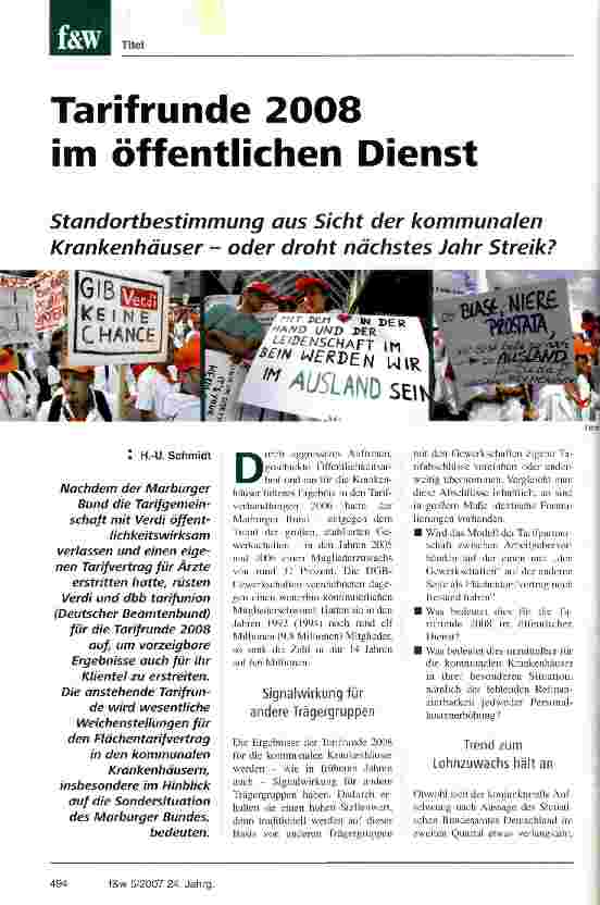 Vorschauseite 1: Tarifrunde 2008 im öffentlichen Dienst