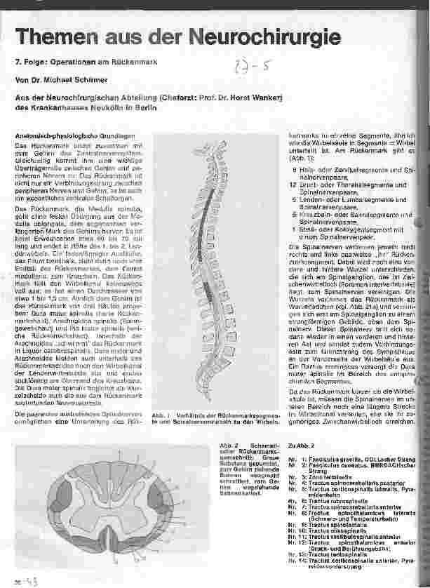 Vorschauseite 1: Themen aus der Neurochirurgie 7. Folge: Operationen am Rückenmark