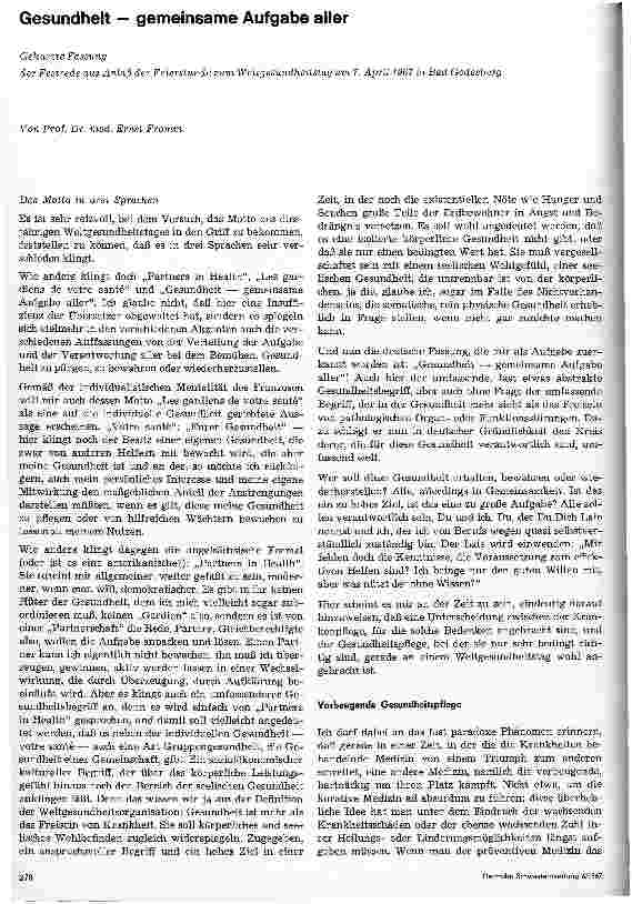 Vorschauseite 1: Gesundheit - gemeinsame Aufgabe aller