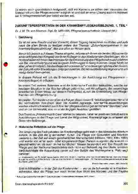Vorschauseite 1: Zukunftsperspektiven in der Krankenpflegeausbildung 1. Teil