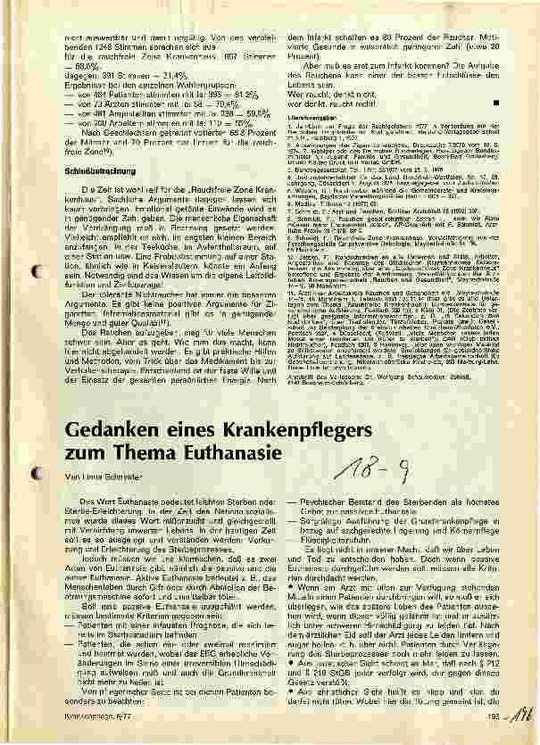 Vorschauseite 1: Gedanken eines Krankenpflegers zum Thema Euthanasie