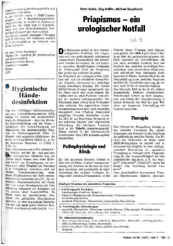 Vorschauseite 1: Priapismus - ein urologischer Notfall