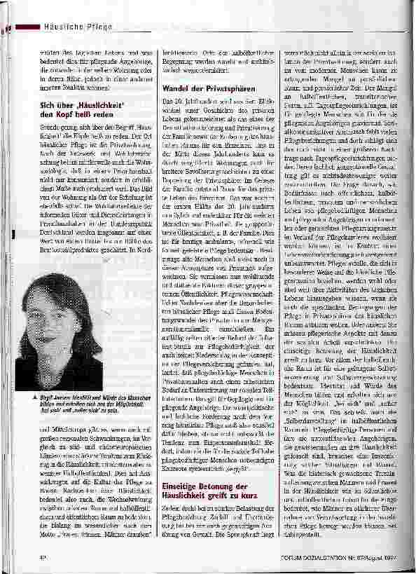 Vorschauseite 3: Privatsphäre im Pflegefall: Eintritt frei? Schutz und Gefängnis - der Januskopf der Häuslichkeit