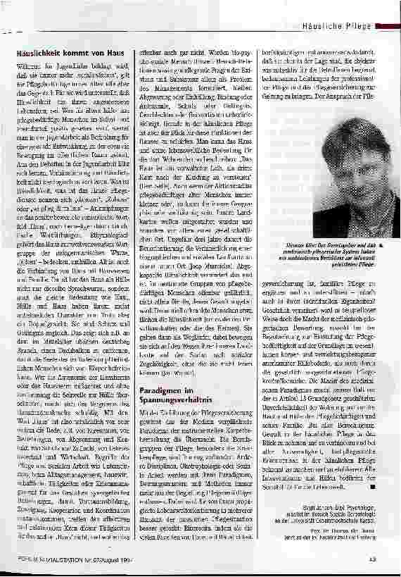 Vorschauseite 4: Privatsphäre im Pflegefall: Eintritt frei? Schutz und Gefängnis - der Januskopf der Häuslichkeit