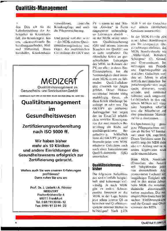 Vorschauseite 2: Der Medizinische Dienst der Krankenversicherung und sein internes Bemühen um Qualität