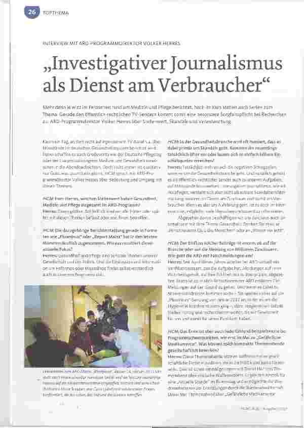 Vorschauseite 1: Investigativer Journalismus als Dienst am Verbraucher