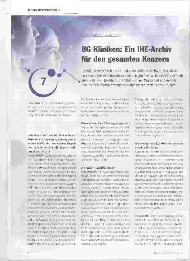 Vorschauseite 1: BG Kliniken: Ein IHE-Archiv für den gesamten Konzern