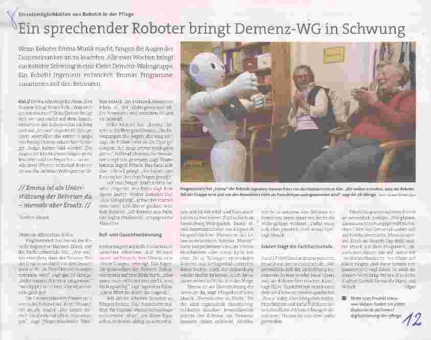 Vorschauseite 1: Ein sprechender Roboter bringt Demenz-WG in Schwung