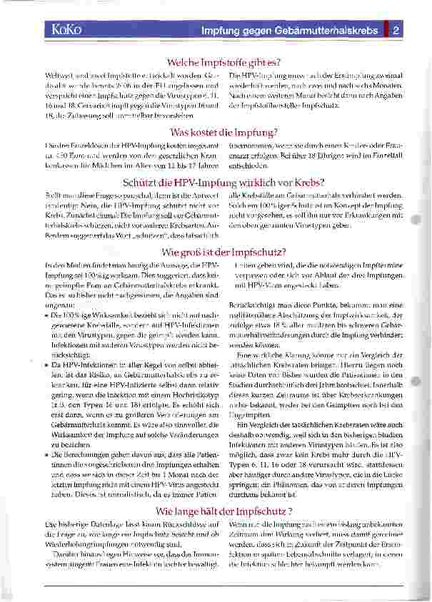 Vorschauseite 2: Impfung gegen Gebärmutterhalskrebs