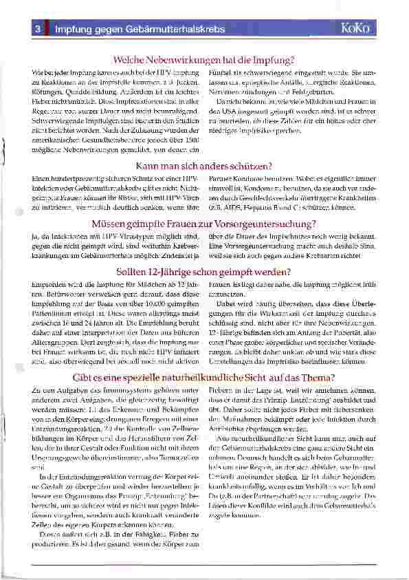 Vorschauseite 3: Impfung gegen Gebärmutterhalskrebs