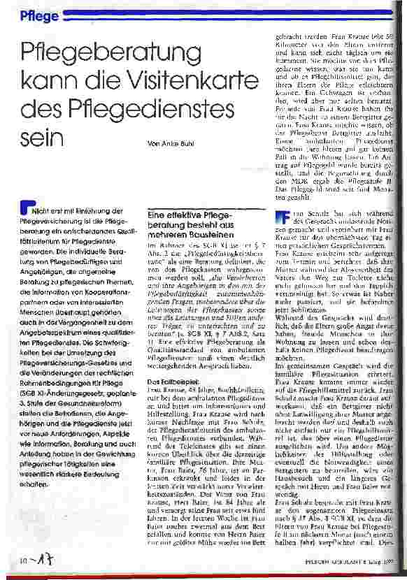 Vorschauseite 1: Pflegeberatung kann die Visitenkarte des Pflegedienstes sein