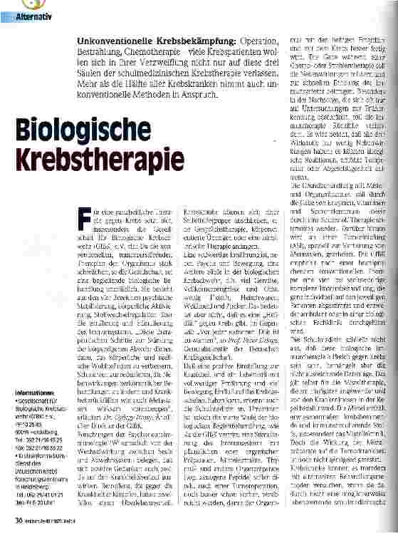 Vorschauseite 1: Biologische Krebstherapie