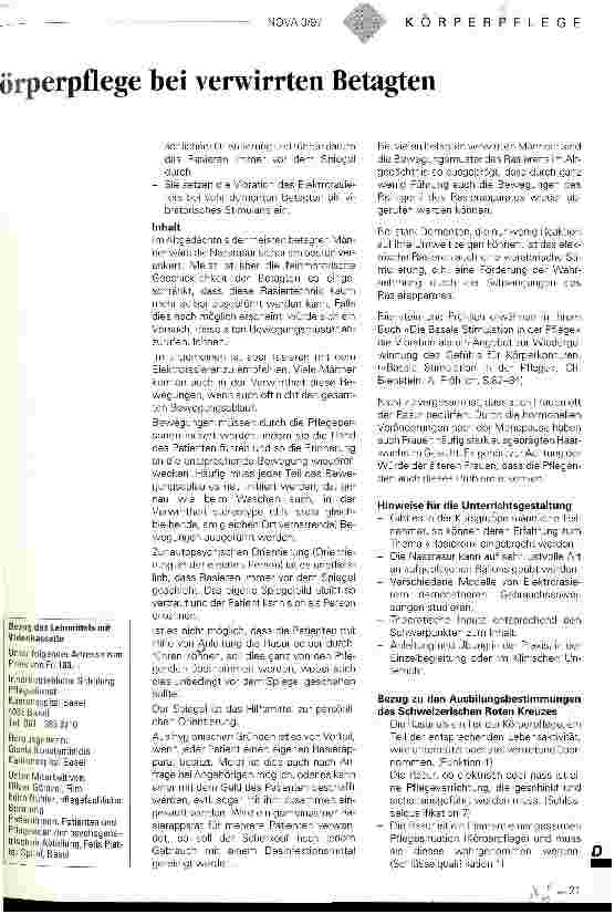 Vorschauseite 2: Mehr als Sauberkeit und Frische... Körperpflege bei verwirrten Betagten