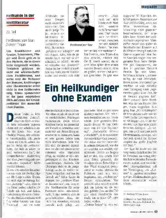 Vorschauseite 1: Ein Heilkundiger ohne Examen Heilkunde in der Weltliteratur 29. Teil