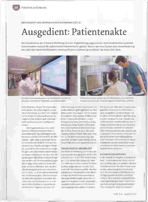 Vorschauseite 1: DAS KONZEPT DER ZENTRALEN NOTAUFNAHME (TEIL 3) Ausgedient: Patientenakte